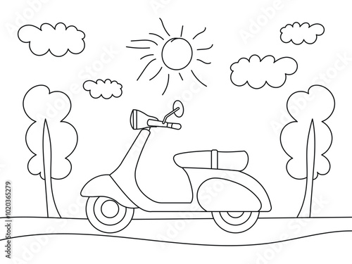 scooter motor drawing coloring outline
