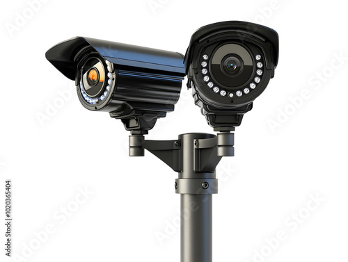 Security Camera System CCTV Surveillance 2 Cameras on Pole Black Surveillance Technolo