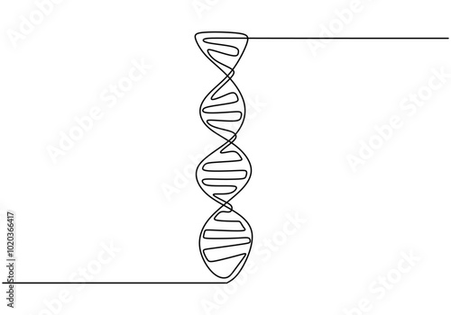 Deoxyribonucleic Acid (DNA) Line Art. Continuous line drawing of DNA for healthcare and science.