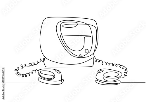 Defibrillator Line Art. Continuous line drawing of a defibrillator for healthcare concepts.