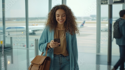 The Woman with Smartphone Smiling photo