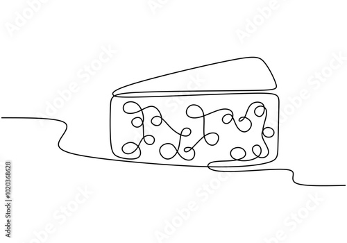 Continuous line drawing of cheese. Minimalist illustration for food and drink concepts.