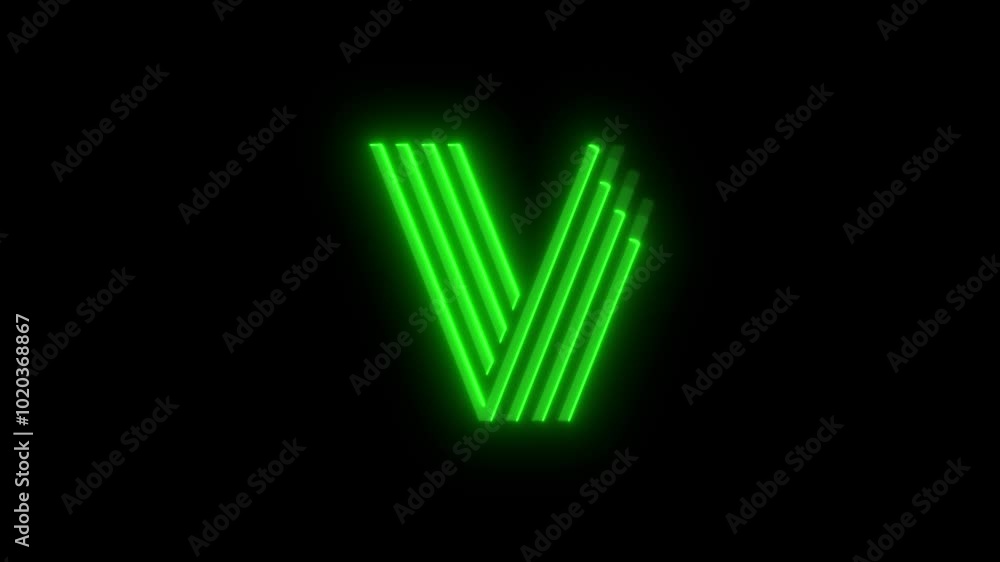 Glowing alphabet V reveal animation Glowing alphabet V reveal animation