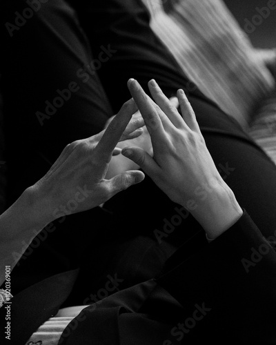 Grandmother and granddaughter holding hands. Two family generations together. Family love, closenes