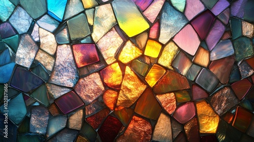 Abstract Mosaic of Multicolored Glass Tiles photo