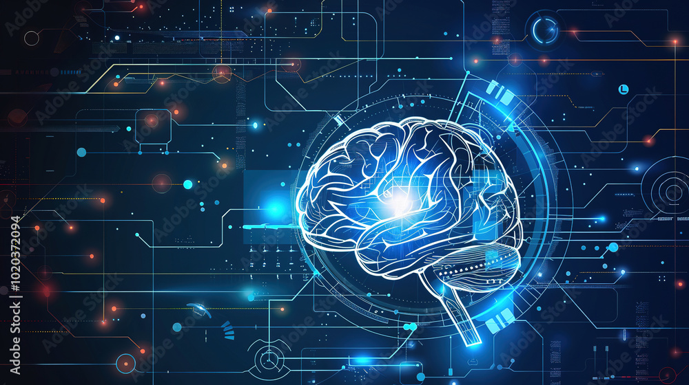 brain power or neurology, graphic of brain presenting. abstract illustration of information technology in medicine, biotechnology brain power or neurology, graphic of brain presenting. abstract illustration of information technology in medicine, biotechnology