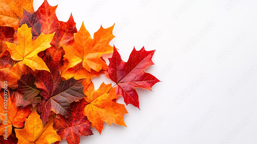 Autumn Banner with Place for Text: An autumn-themed banner featuring maple leaves on a white background with space for text. Autumn Banner with Place for Text: An autumn-themed banner featuring maple leaves on a white background with space for text.