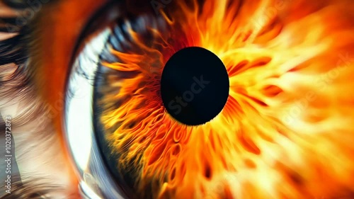 The eye is a deep orange color with a black pupil