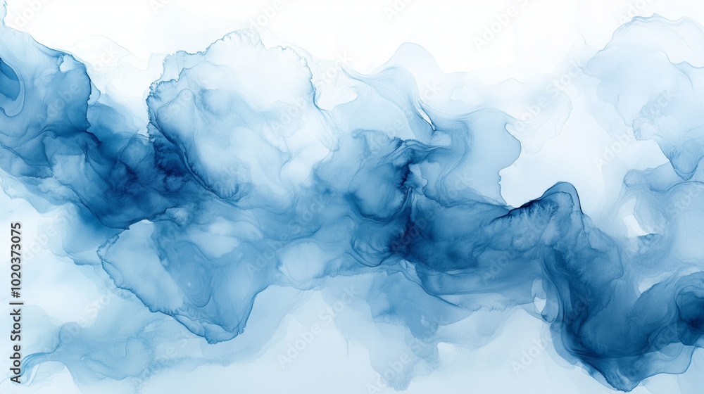 Fluid Blue and White Ink Waves Flowing Across Canvas for Calm Nature and Ocean Inspired Designs Fluid Blue and White Ink Waves Flowing Across Canvas for Calm Nature and Ocean Inspired Designs