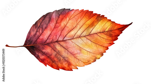 Autumn Colored Fall Leaf Texture on Transparent Background Overlay: An autumn-colored fall leaf texture isolated on a transparent background, useful for overlays.