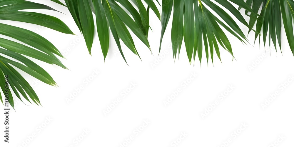 Fototapeta premium Lush tropical leaves on a white background