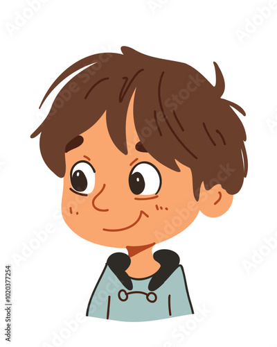 Cartoon portrait of a boy with freckles