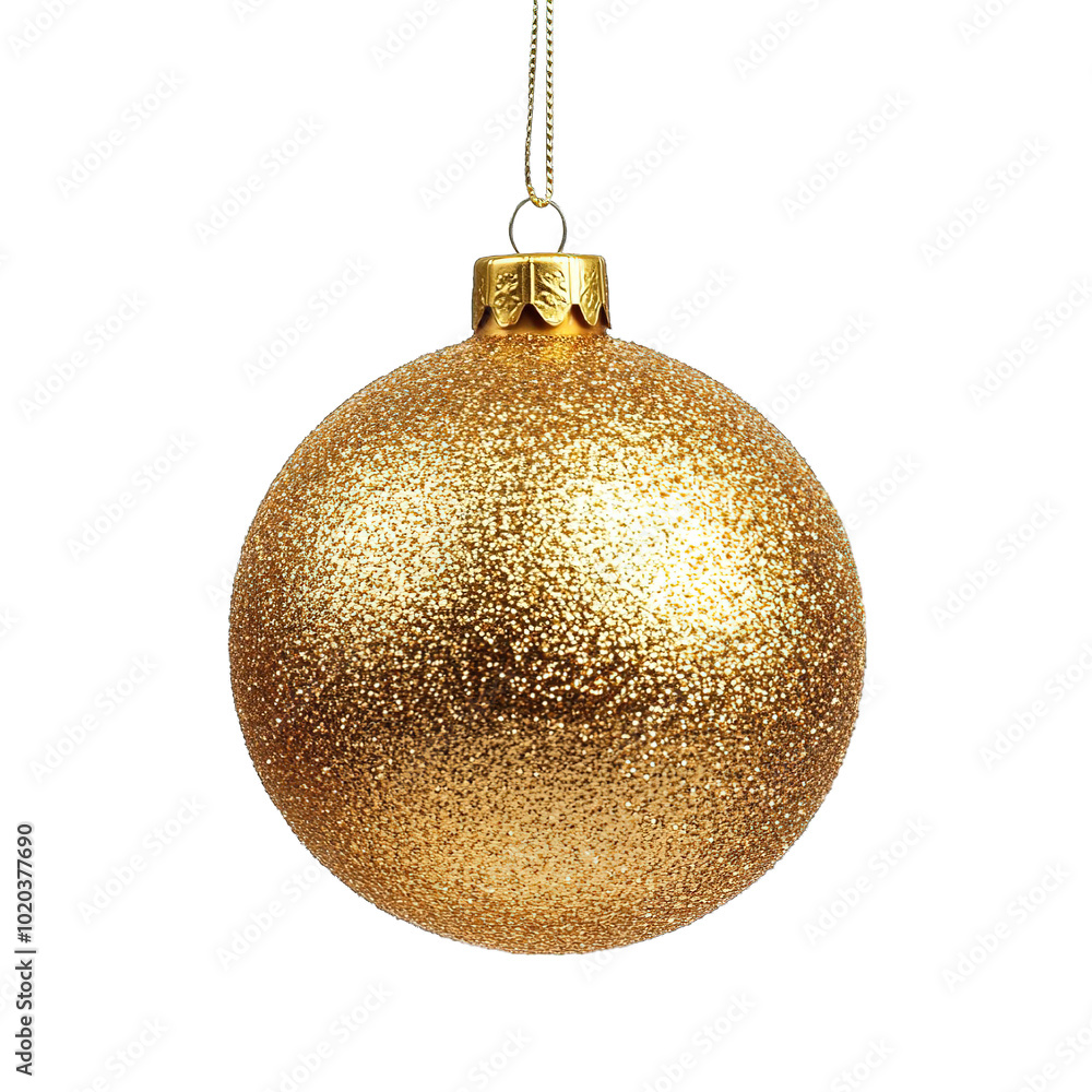 Isolated golden glittery ball for decoration Isolated golden glittery ball for decoration
