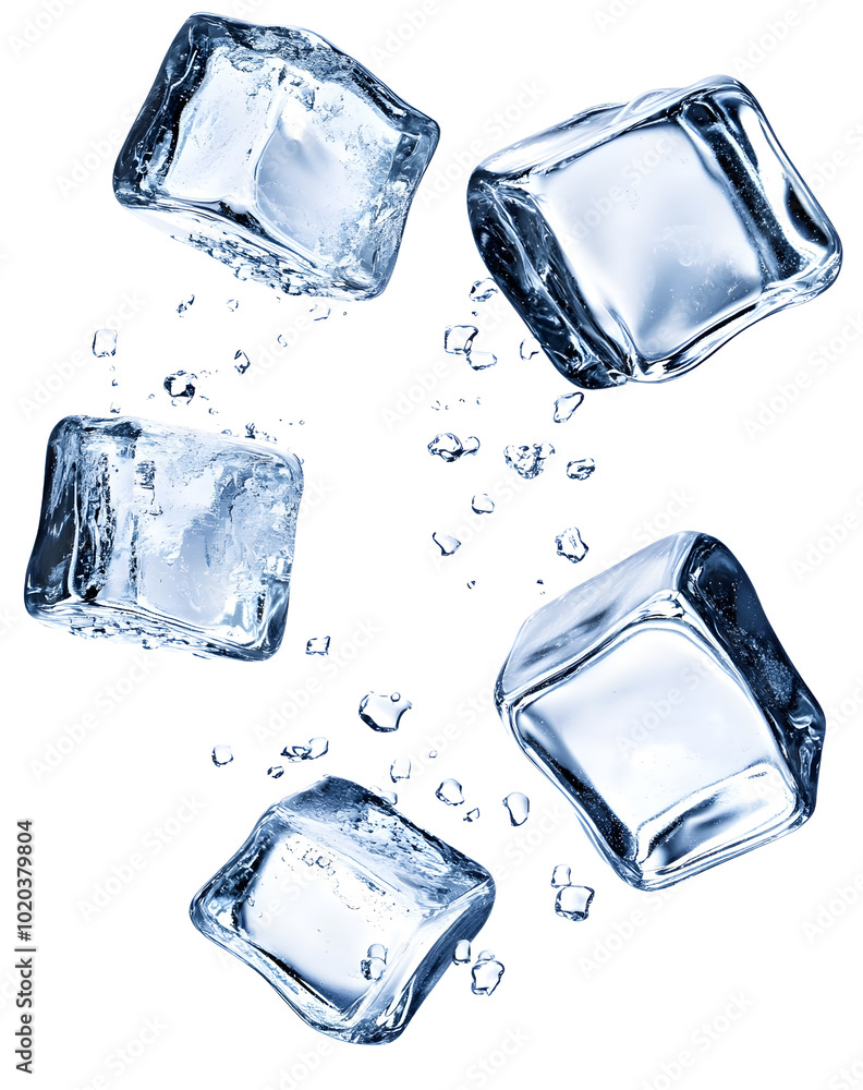 Floating Ice Cubes with Water Droplets Refreshing Cool Drink Concept Floating Ice Cubes with Water Droplets Refreshing Cool Drink Concept