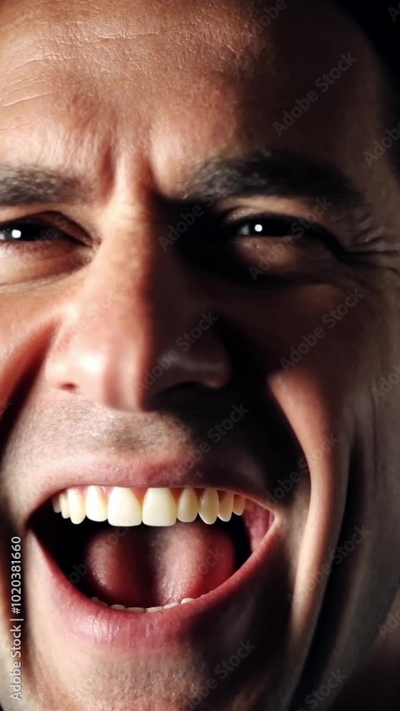 A man smiles widely at the camera A man smiles widely at the camera
