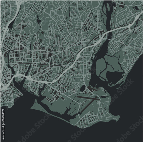 Map of Stratford in Connecticut in a smooth dark style. Contains layered vector with roads water, parks, etc. photo