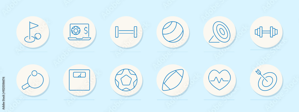 Sports and recreation set icon. Golf, online betting, dumbbell, ball, target, table tennis, scoreboard, soccer ball, football, health, goal, fitness, training, competition, sports betting. Sports and recreation set icon. Golf, online betting, dumbbell, ball, target, table tennis, scoreboard, soccer ball, football, health, goal, fitness, training, competition, sports betting.