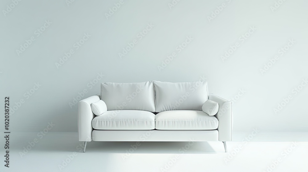 Modern two-seater sofa with soft white fabric, isolated against a plain white background. Perfect for minimalist living room decor ideas. Modern two-seater sofa with soft white fabric, isolated against a plain white background. Perfect for minimalist living room decor ideas.