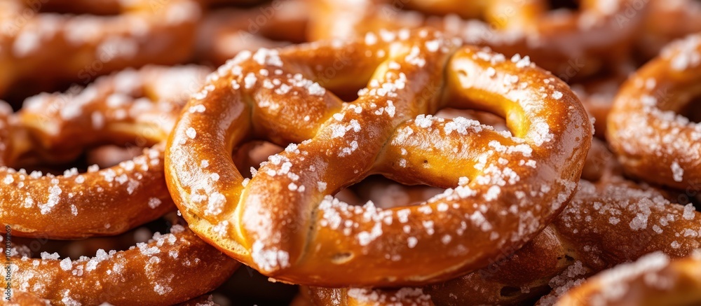 Close-up shot of a pile of soft pretzels with salt. Close-up shot of a pile of soft pretzels with salt.