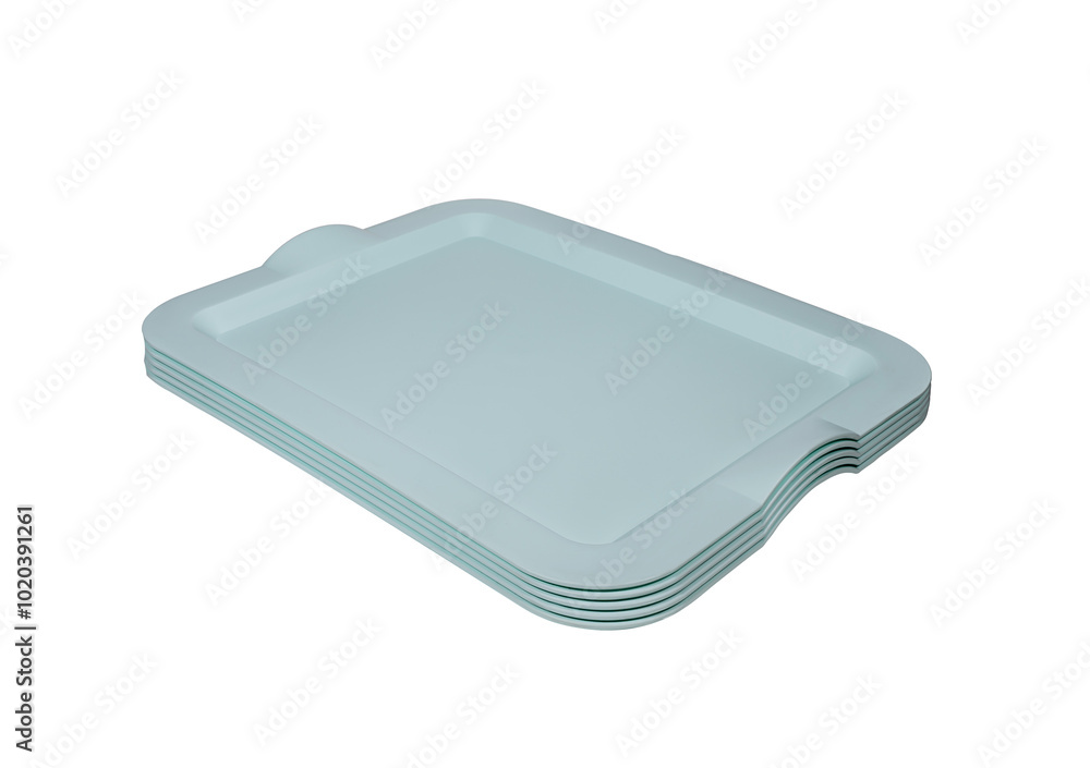 Stack of plastic trays for food isolated on white background. Plastic tray Stack of plastic trays for food isolated on white background. Plastic tray