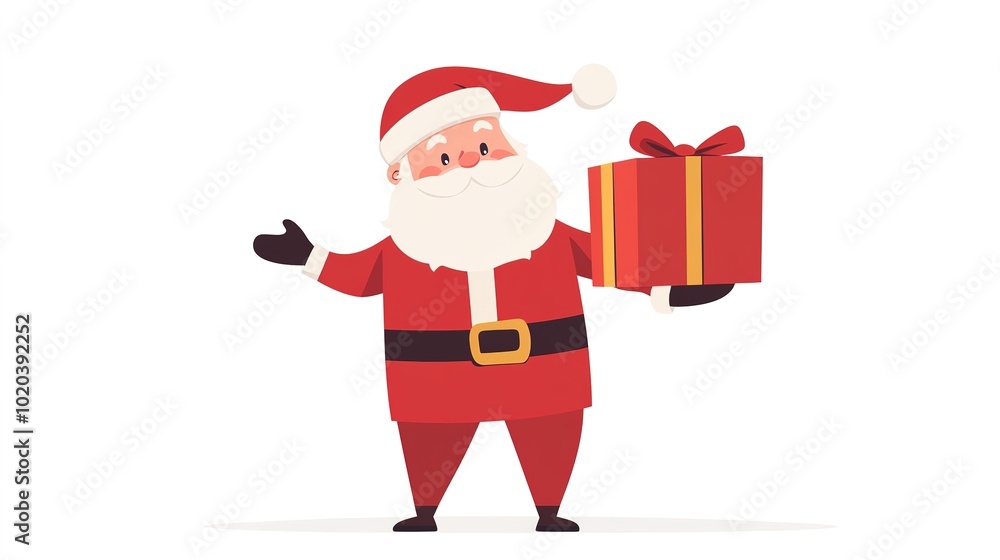 Santa Claus with a Gift Box Vector Illustration, Bringing Joy and Cheer during Christmas, Perfect for Holiday-Themed Designs and Greeting Cards