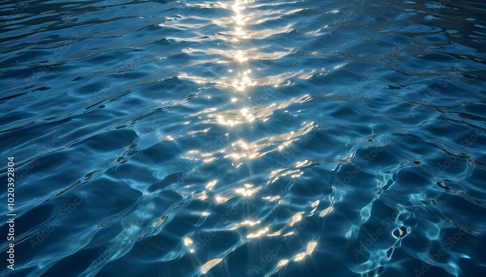 Obraz premium Rippling blue water surface with shimmering sunlight , creating a dynamic and abstract pattern