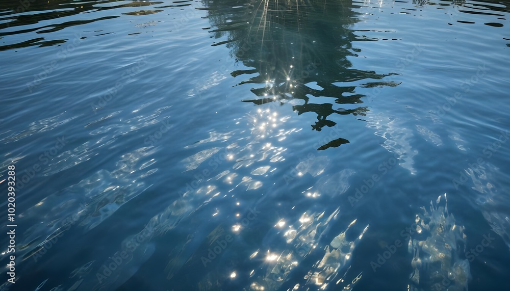 Calm lake with shimmering sunlight , creating a dynamic and abstract pattern Calm lake with shimmering sunlight , creating a dynamic and abstract pattern