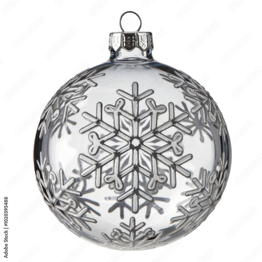 Fototapeta premium Elegant Silver Snowflake Christmas Ornament Isolated