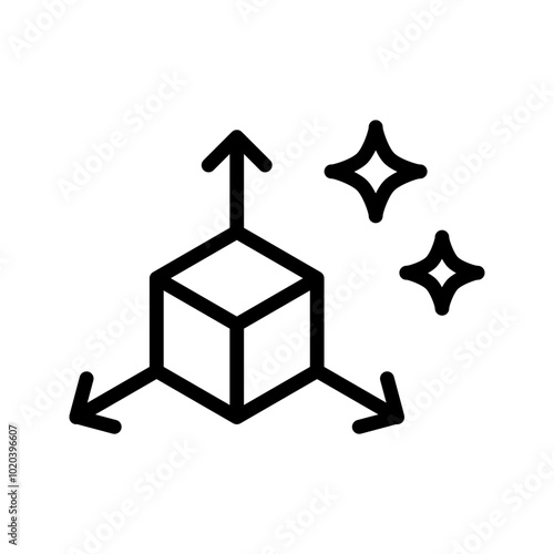 3d icon, vector linear icon of creative related