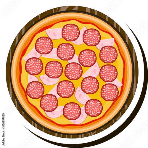 Illustration on theme big hot tasty pizza to pizzeria menu