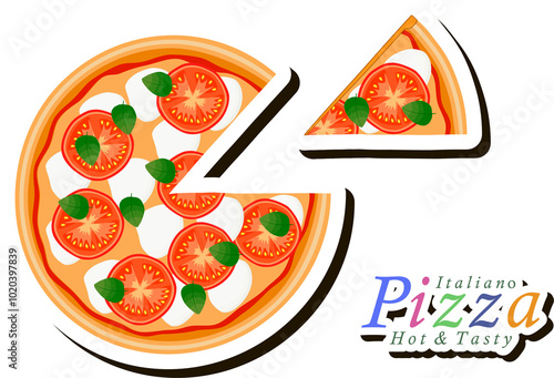 Illustration on theme big hot tasty pizza to pizzeria menu