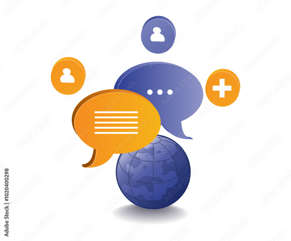 Obraz premium Follower speech balloon above the earth