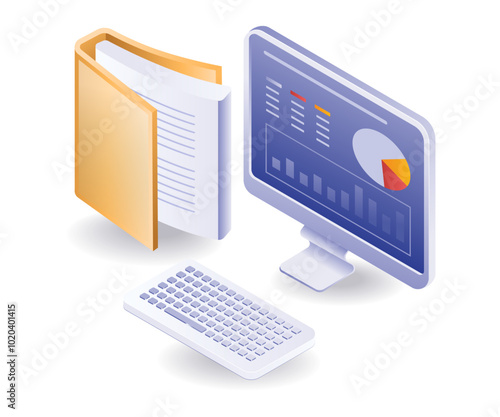 Computer with analytical folder file