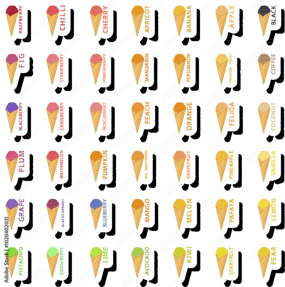 Big colorful set different tastes natural dessert ice cream of consisting various ingredients Big colorful set different tastes natural dessert ice cream of consisting various ingredients