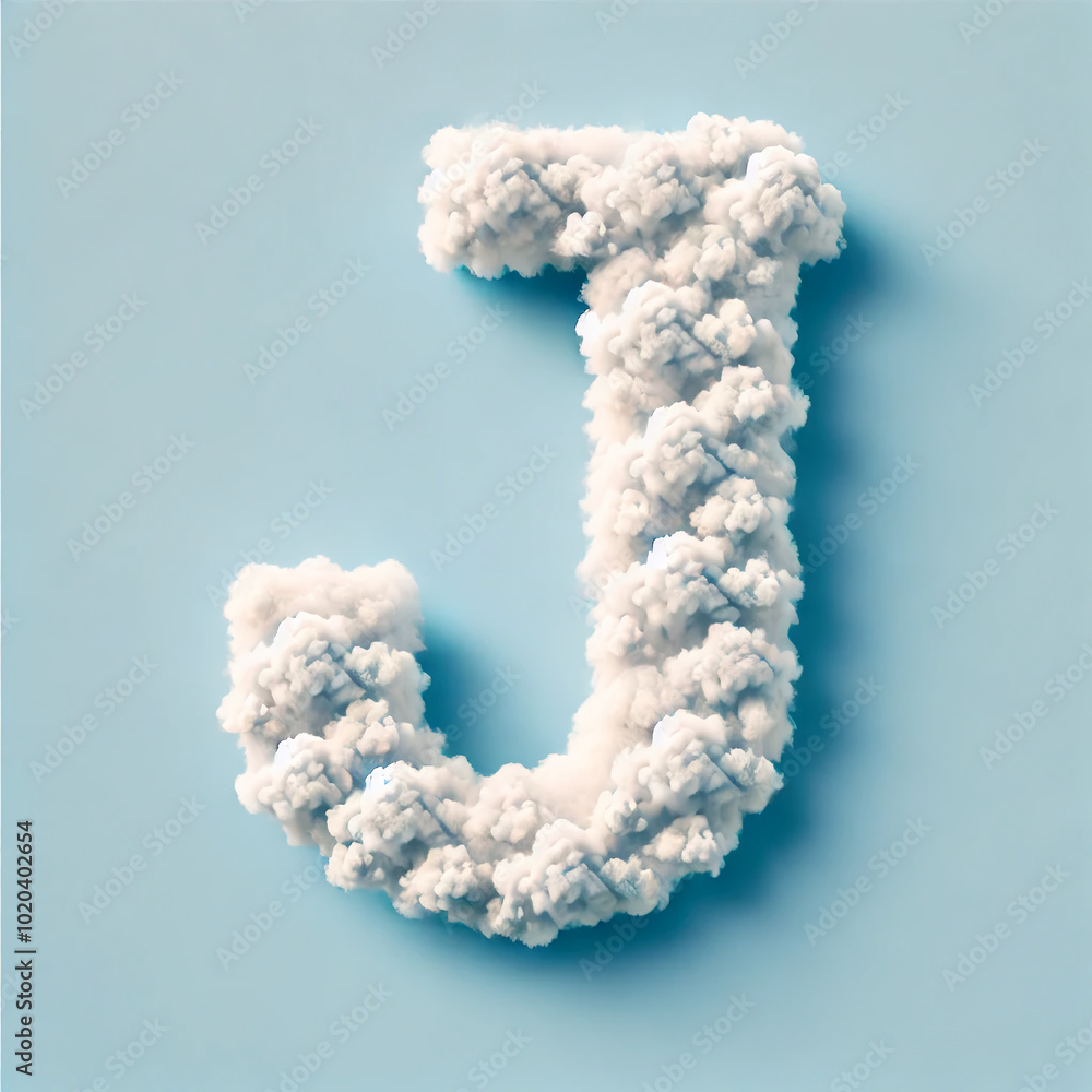 Naklejka premium Soft cloud letter J