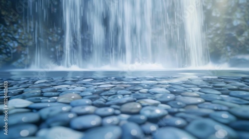 Majestic waterfalls cascade over smooth stones, creating a mesmerizing scene of power and serenity in nature's embrace.
