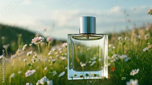 Perfume Bottle in a Field of Wildflowers