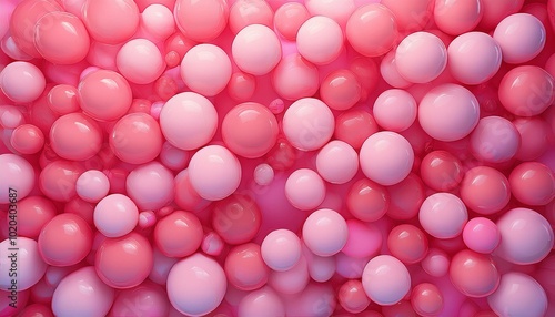 Colorful abstract wallpaper with pastel pink 3D spheres. Ideal for trendy designs like posters, banners, and covers.