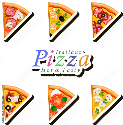 Illustration on theme big hot tasty pizza to pizzeria menu