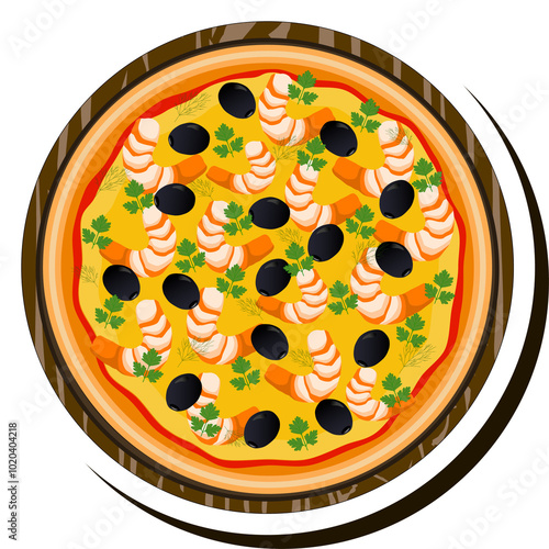 Illustration on theme big hot tasty pizza to pizzeria menu