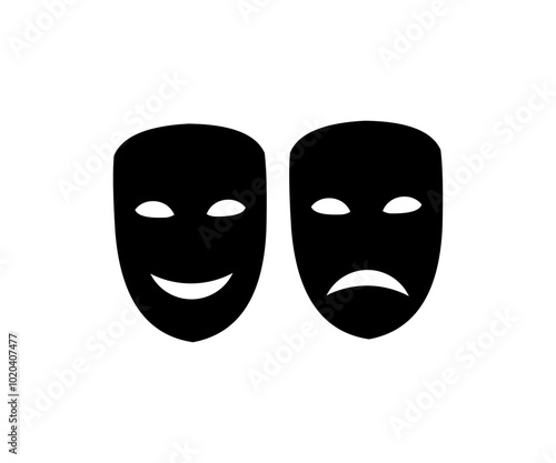 Theater masks icon. Masks Comedy and tragedy theater masks vector design and illustration.
