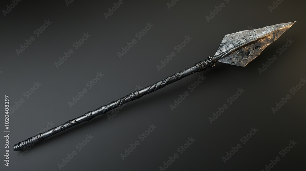 Detailed Spear Design Showcasing a Sharp Blade and Intricate Handle, Ideal for Themes of Adventure, Combat, or Historical Weaponry Detailed Spear Design Showcasing a Sharp Blade and Intricate Handle, Ideal for Themes of Adventure, Combat, or Historical Weaponry
