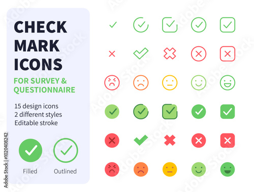 Checkmark icons set for Questionnaire Survey