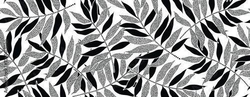 Wallpaper Mural Abstract shape flower organic seamless pattern. black floral  geometric pattern on white background. flower pattern. Torontodigital.ca