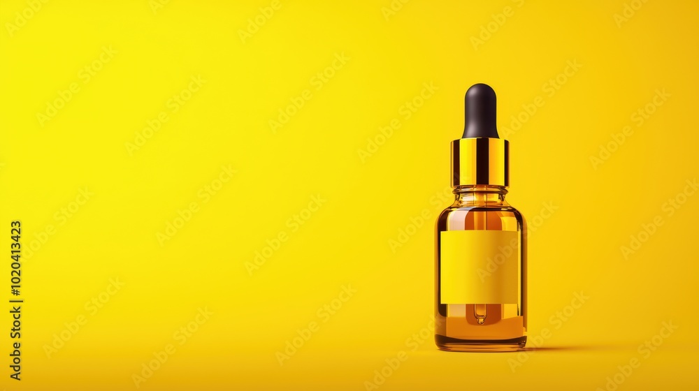 Naklejka premium Empty Yellow Glass Bottle for Essential Oil