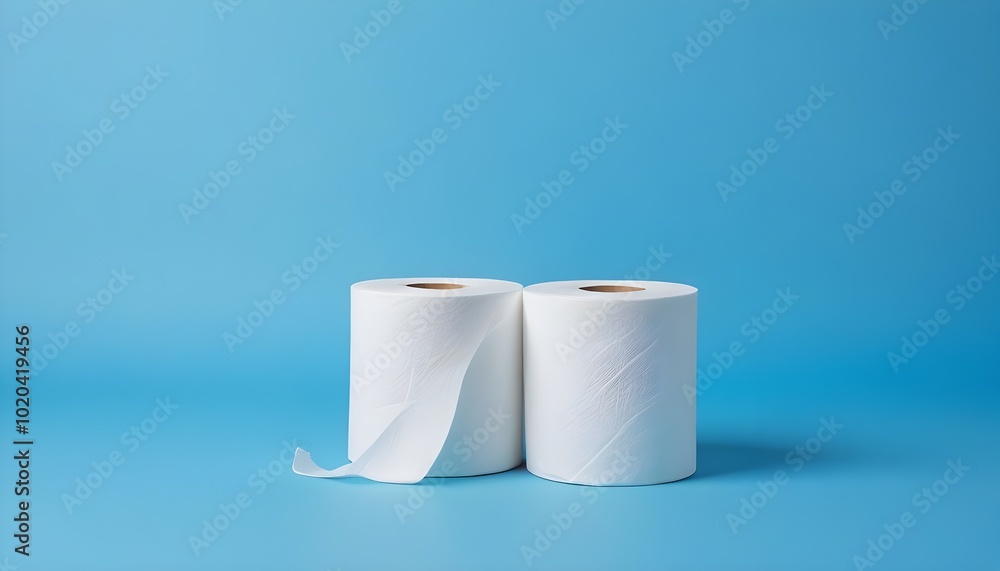 Two rolls of toilet paper on a blue background Two rolls of toilet paper on a blue background