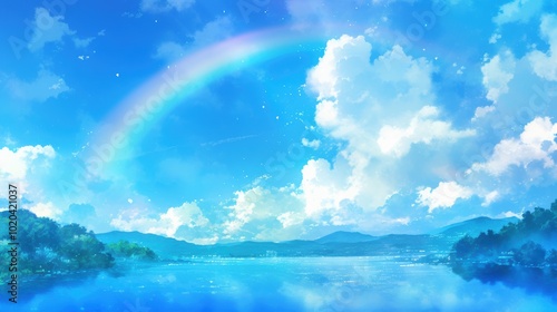 Enchanting Natural Illustration with Rainbow and Sky photo