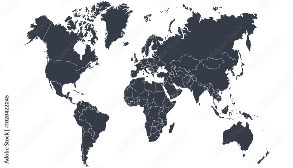 Obraz premium World map. Black modern vector map. Silhouette map