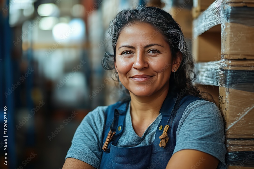 Confident Woman Working in a Warehouse Setting