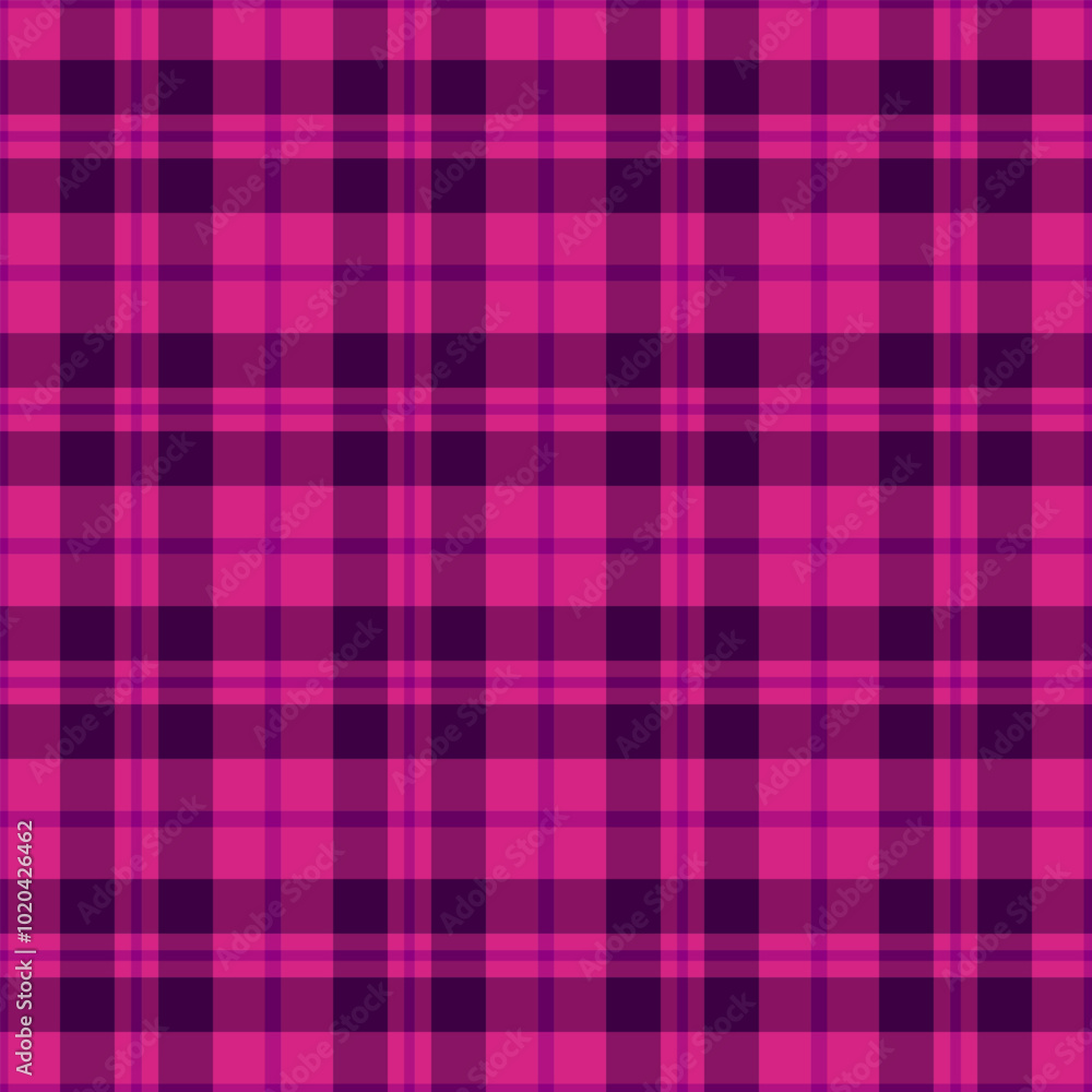Obraz premium Gift textile plaid background, usa tartan seamless pattern. Irish fabric vector check texture in pink and magenta colors.